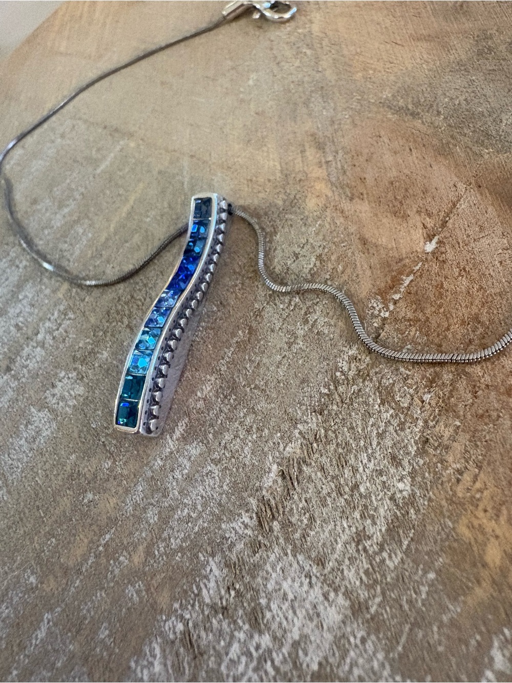 Brighton Spectrum Blue Crystal Silver Tone Pendant Necklace